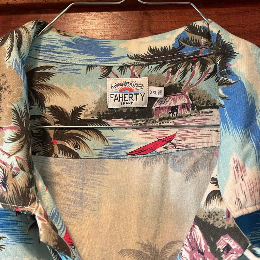 Faherty Hawaiian Shirt Mens Size XXL Tropical - Picture 2 of 7